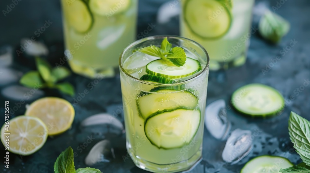 Refreshing cucumber and lime lemonade cocktail Refreshing cucumber and lime lemonade cocktail