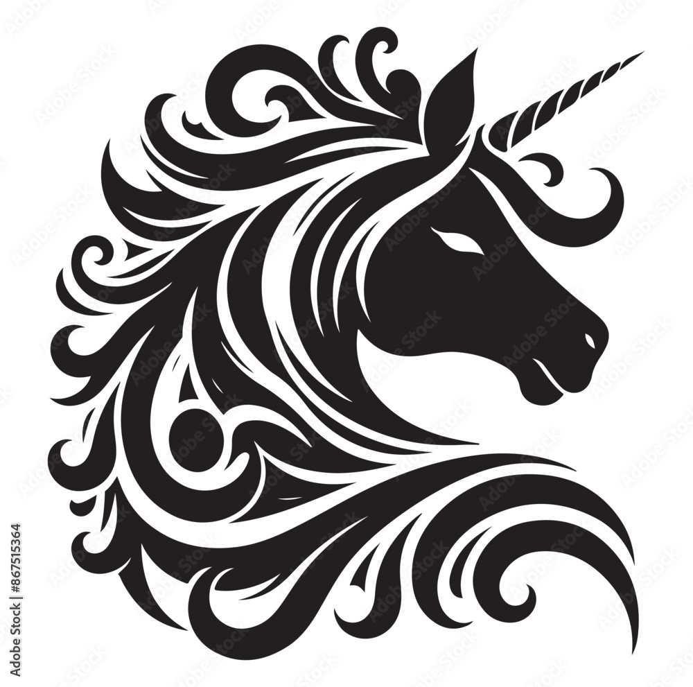 Unicorn face silhouette Vector Isolated Vector Illustration Unicorn face silhouette Vector Isolated Vector Illustration