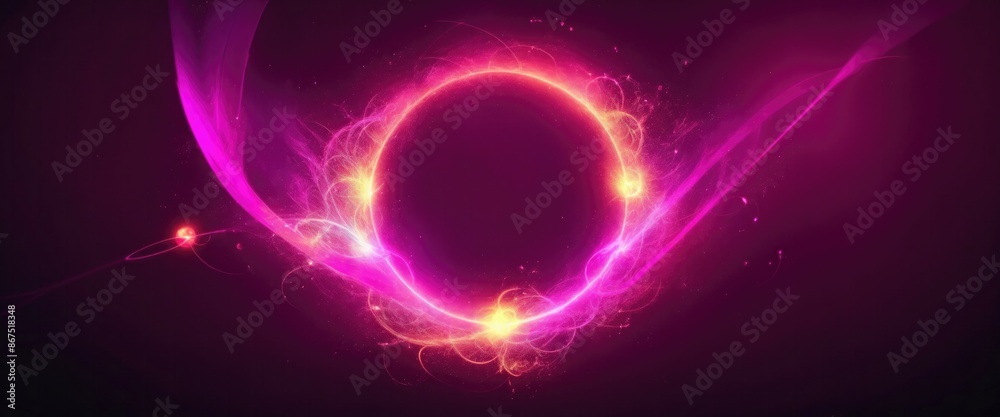Circle and loop frames with magic Maroon and pink flame and sparks on dark background, Abstract neon energy sphere of particles and waves of magical glowing on a dark background Circle and loop frames with magic Maroon and pink flame and sparks on dark background, Abstract neon energy sphere of particles and waves of magical glowing on a dark background