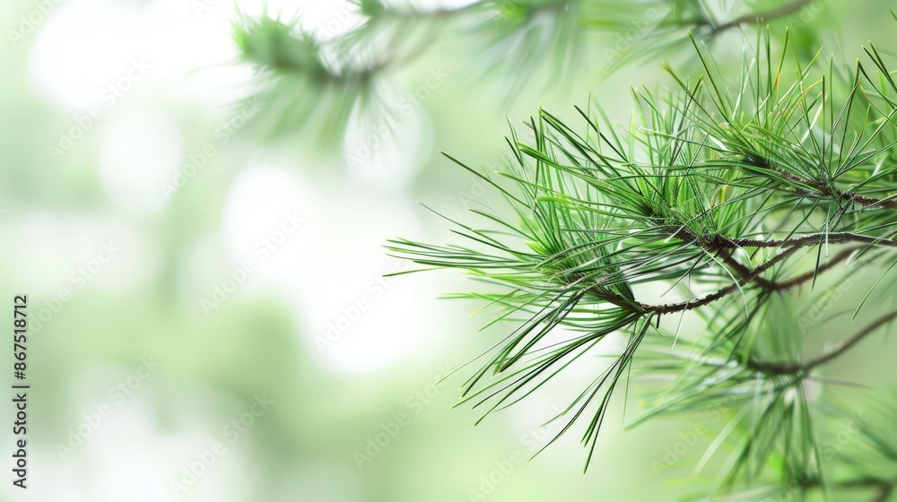 Blurred Green Pine Needles in Focus Blurred Green Pine Needles in Focus