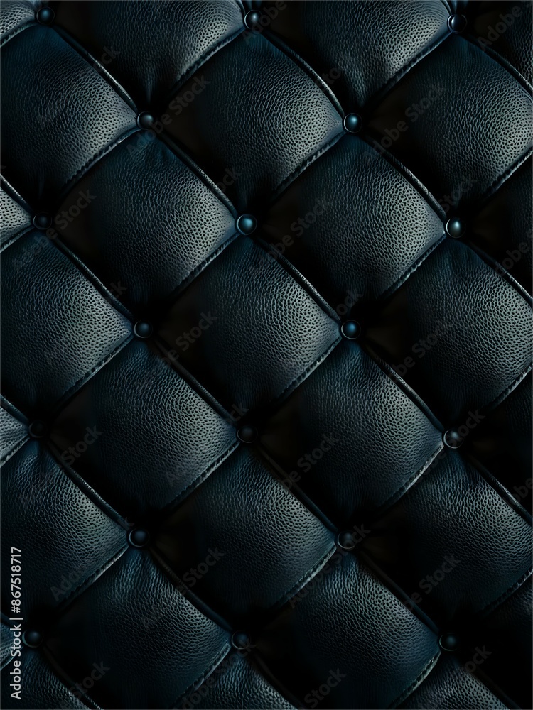 Fototapeta premium A black leather couch with black buttons on it