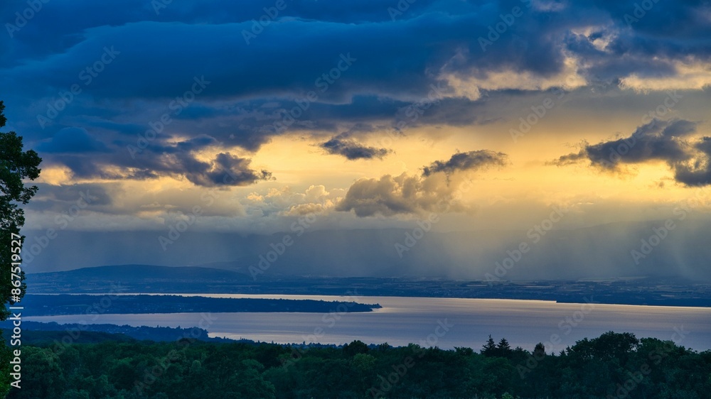 Fototapeta premium Abendstimmung über dem Genfer See