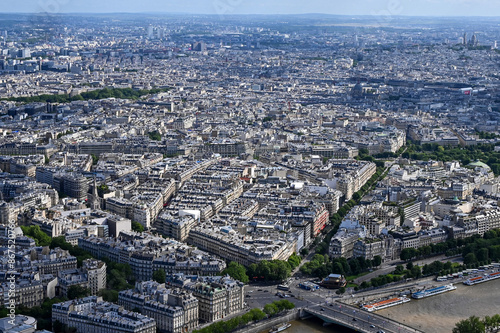 Paris skyline houses streets from above