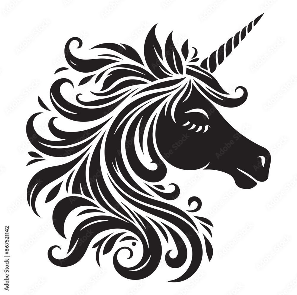 Unicorn face silhouette Vector Isolated Vector Illustration Unicorn face silhouette Vector Isolated Vector Illustration