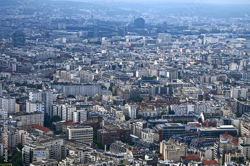 Paris skyline houses streets from above