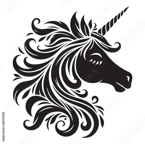 Unicorn face silhouette Vector Isolated Vector Illustration