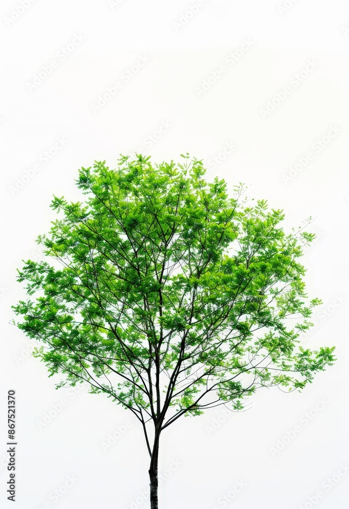 Obraz premium Vibrant Green Tree against White Background