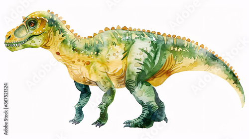 Fototapeta Naklejka Na Ścianę i Meble -  Watercolor dinosaur clipart set for kids' room and party decor on white background