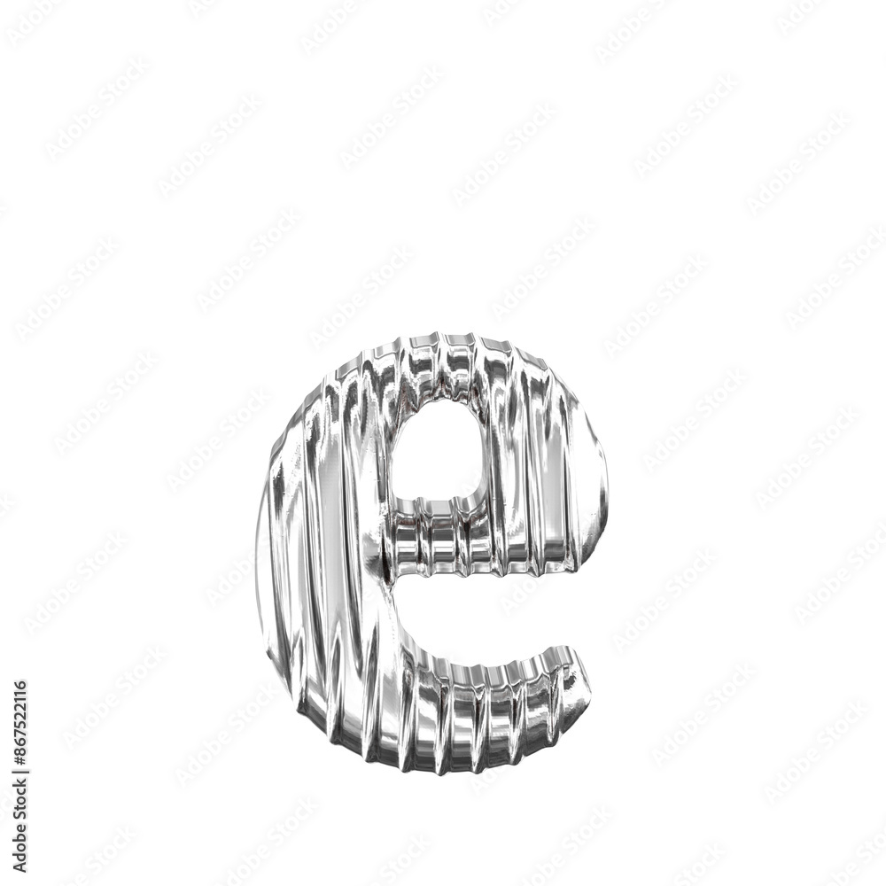 Obraz premium Fluted silver symbol. letter e