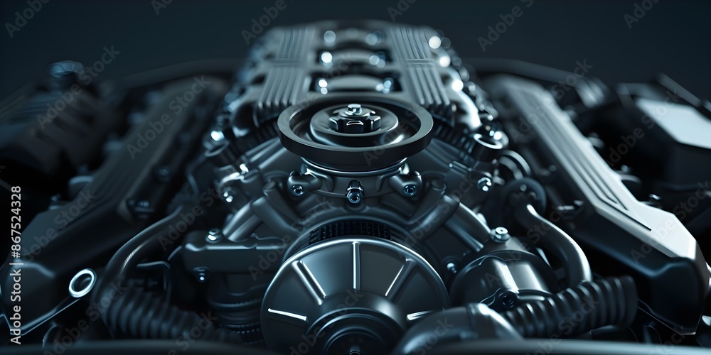 Fototapeta premium 3D scan of car engine demonstrates precise operation and automotive excellence. Concept Automotive Engineering, 3D Scanning Technology, Automotive Excellence