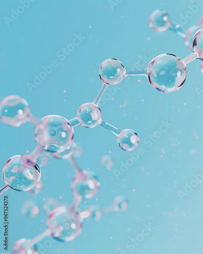Salicylic Acid molecules targeting acne on a clear skin background