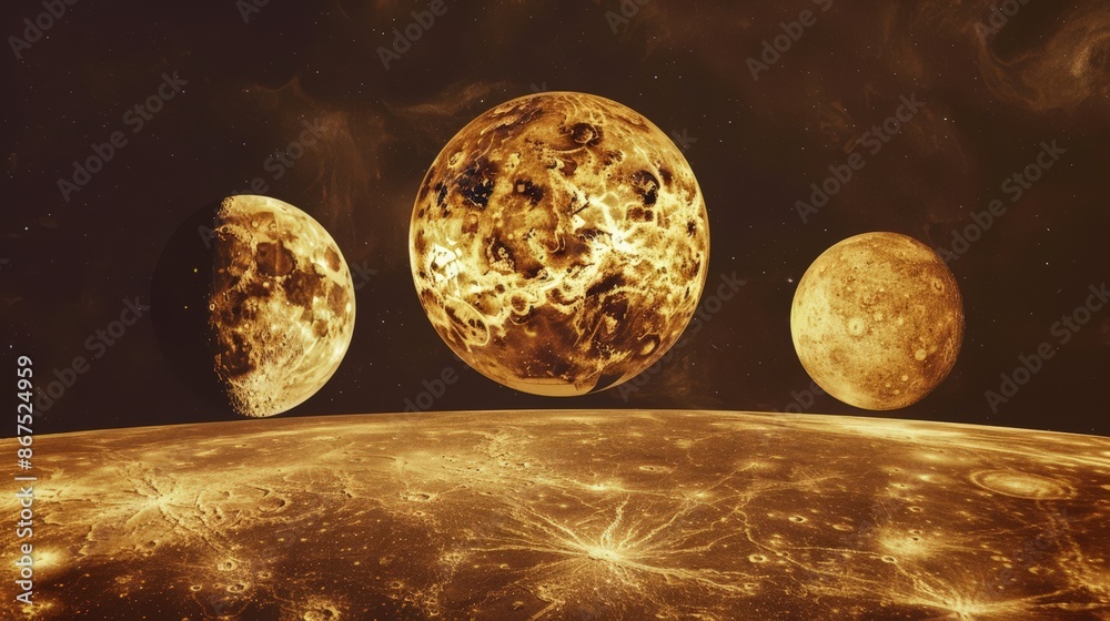 The inner planets of the solar system, including Mercury, Venus, Earth ...