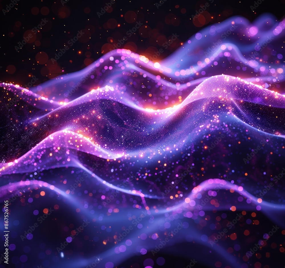 Abstract Purple and Gold Glitter Waves Abstract Purple and Gold Glitter Waves