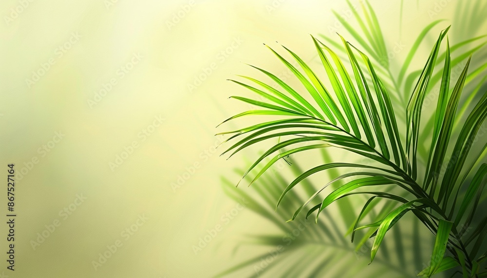 Serene Beauty of Single Palm Branch Central Focus for Easter Theme Set Against Soft Muted Background with Copy Space Peaceful Atmosphere Serene Beauty of Single Palm Branch Central Focus for Easter Theme Set Against Soft Muted Background with Copy Space Peaceful Atmosphere