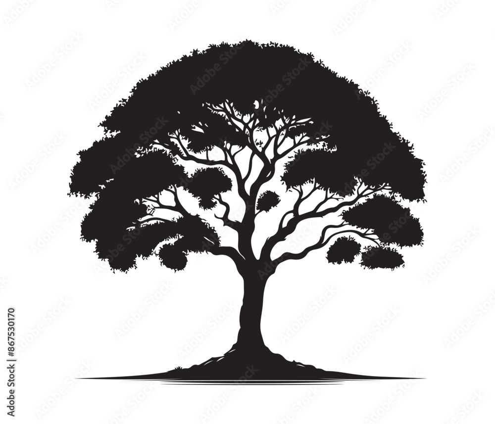 Fototapeta premium tree and christmas tree vector art graphic resources silhourtte vector style, white background