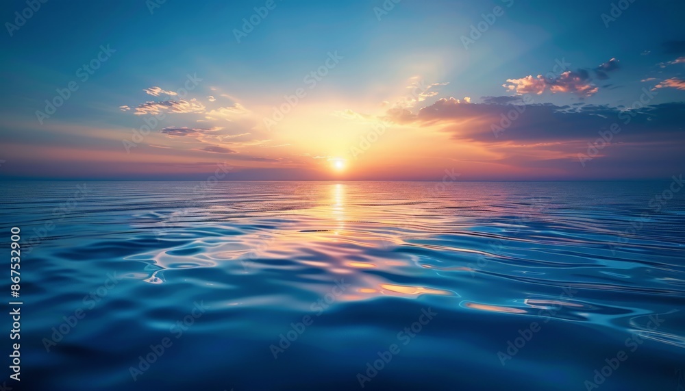Obraz premium Sunset Reflection on Calm Ocean Waters