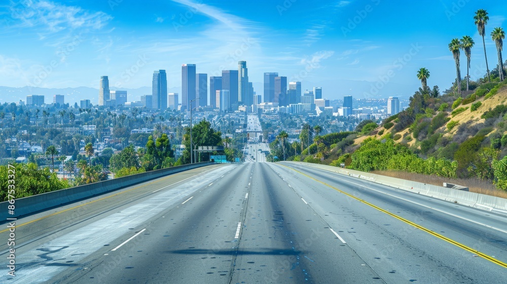 Obraz premium Los Angeles Cityscape View from Highway 101