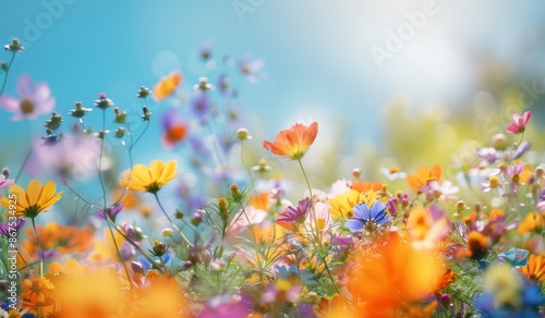 Vibrant Wildflower Field with Blurred Background