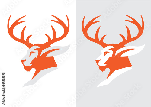Majestic Mythical Hybrid: Lion-Deer Human Noble Beast Vector Logo in Simple Flat Style