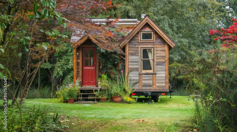 Fototapeta premium Tiny houses emphasize efficient use of space and a minimalist lifestyle.