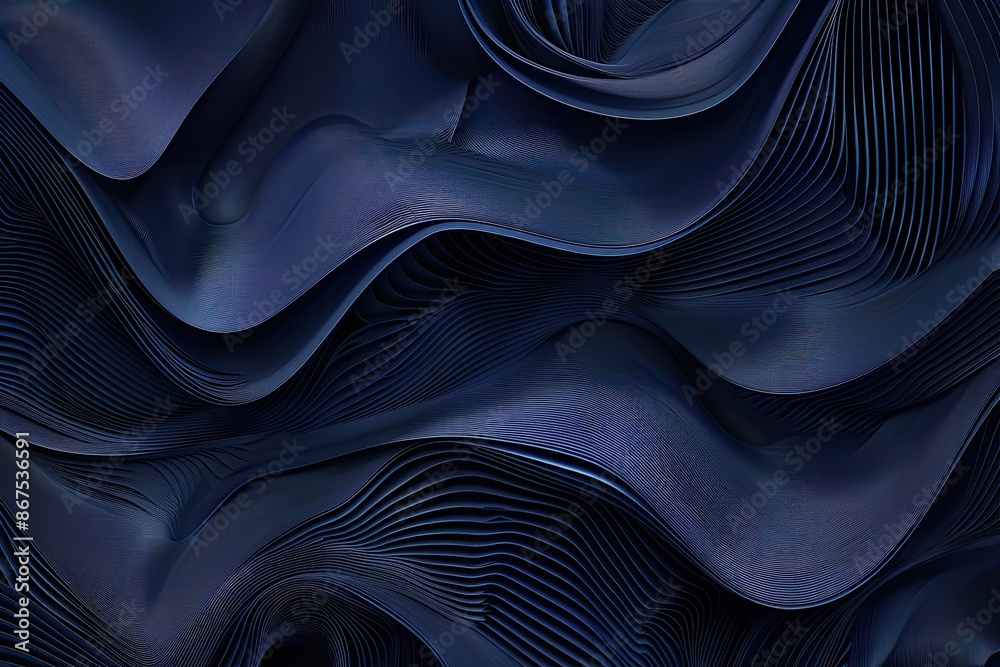 Naklejka premium Enigmatic navy interlocking gradient lines abstract background. Cyber art