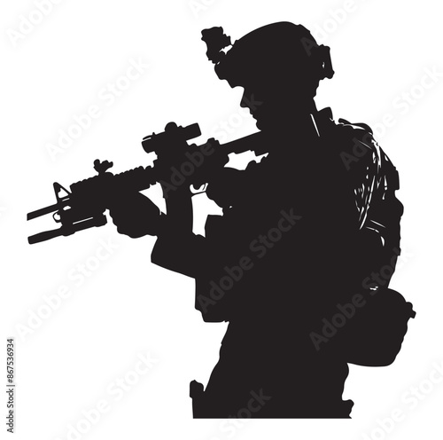 Soldier silhouettes Army man in various action vector isolated on white background