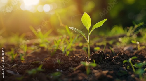 Emerging Sunflower in a Field of Green