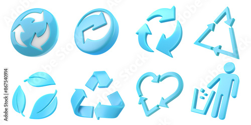 blue recycling and Sustainability Icons