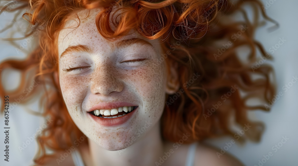 The joyful red-haired girl The joyful red-haired girl