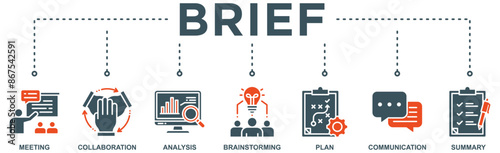 Brief banner web icon vector illustration concept for a briefing of business plan with an icon