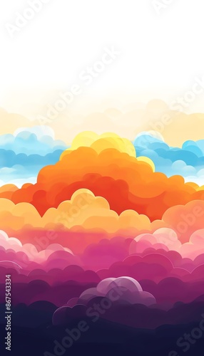 Vibrant digital illustration of colorful clouds at sunset, featuring hues of orange, purple, and blue, perfect for creative and artistic projects.