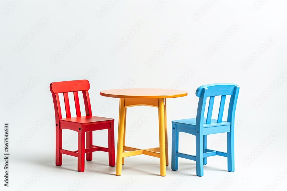Table and chairs set Design for Kid Room Isolated on white background Table and chairs set Design for Kid Room Isolated on white background