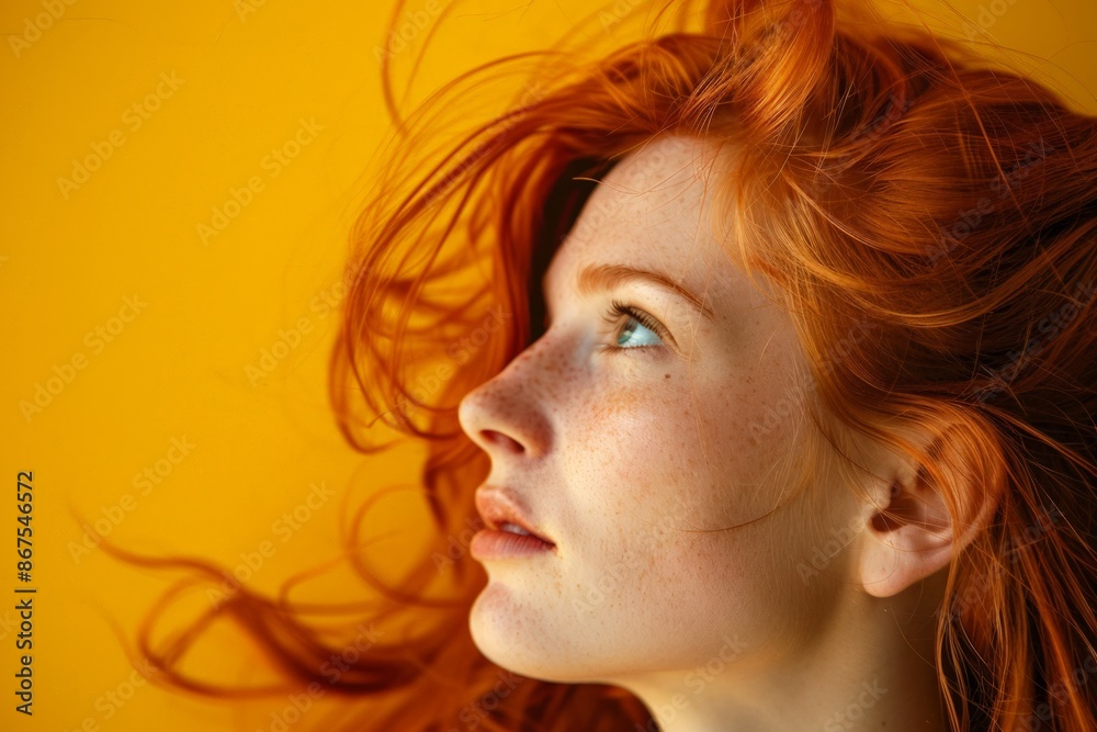 Red-Haired Girl with Gaze Upward, Soft Lighting Red-Haired Girl with Gaze Upward, Soft Lighting