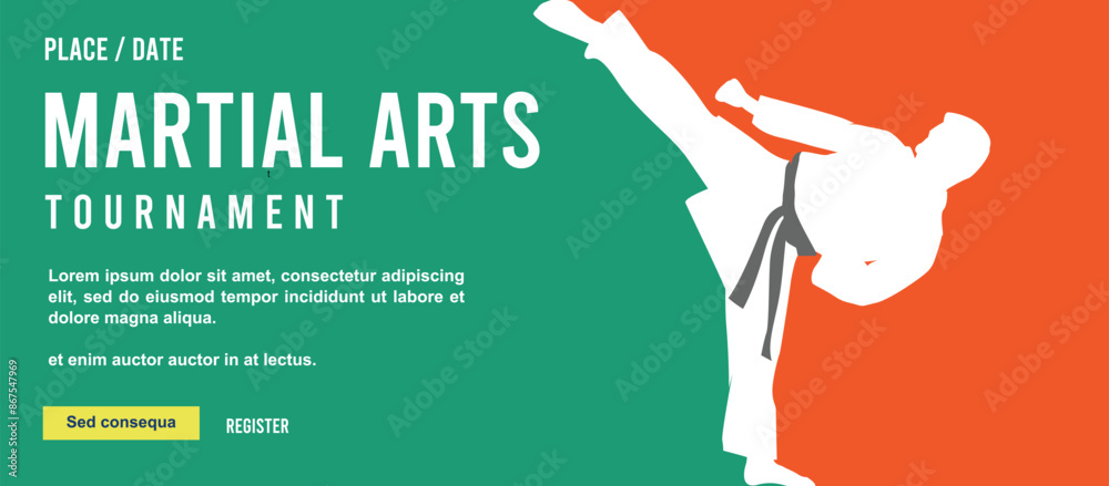Great elegant vector editable martial art karate or taekwondo poster background design for your martial art championship event	