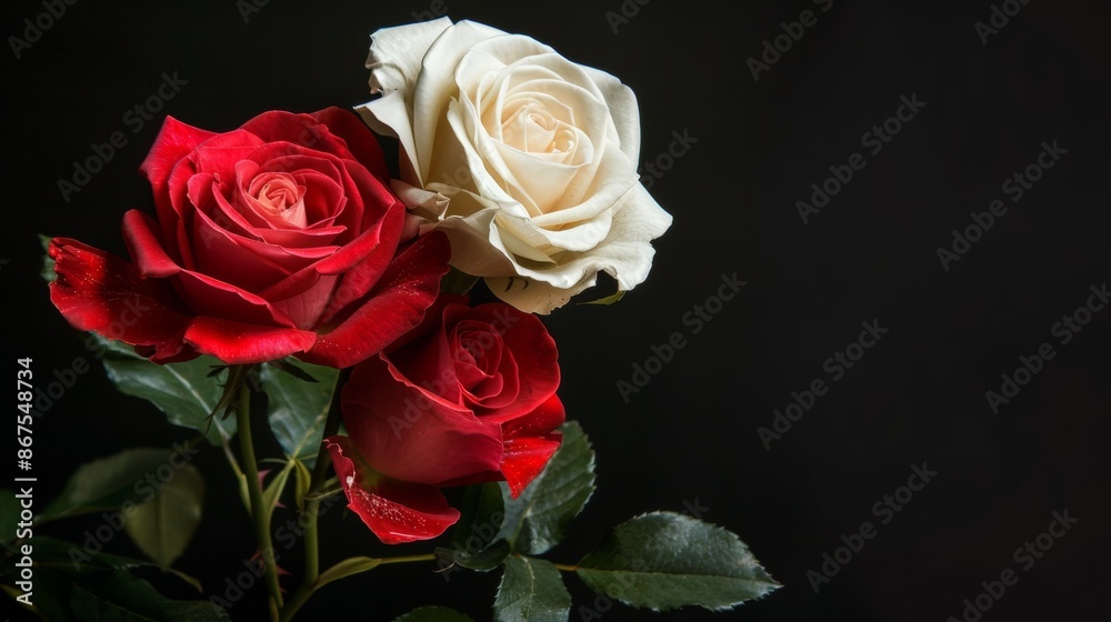 red and white rose on black background macro red and white rose on black background macro