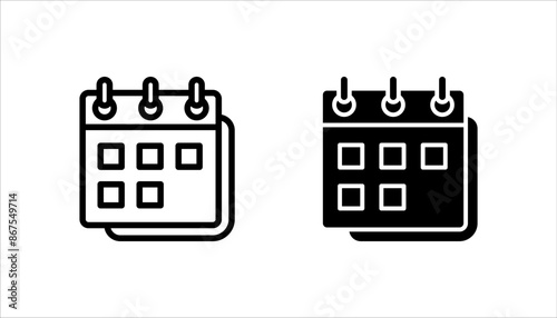 Calendar icon set, Calender symbol, calendar vector icon, on white background.