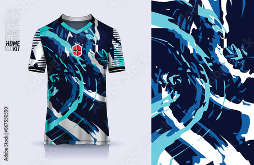 Pattern design, illustration, textile background for sports t-shirt, football jersey shirt mockup for football club. consistent front view