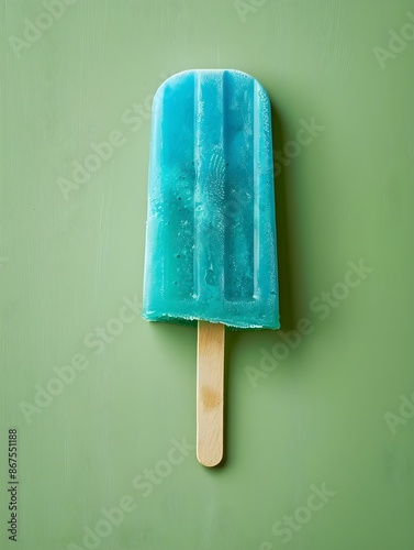 Blue Popsicle on a summery green Background with Copy Space