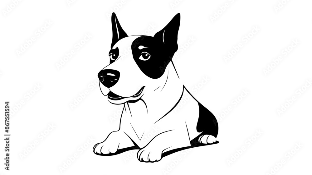Fototapeta premium cute and funny black and white dog laying 