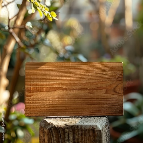 Handcrafted wooden sign, school entrance, soft blur, natural tones, space for text photo