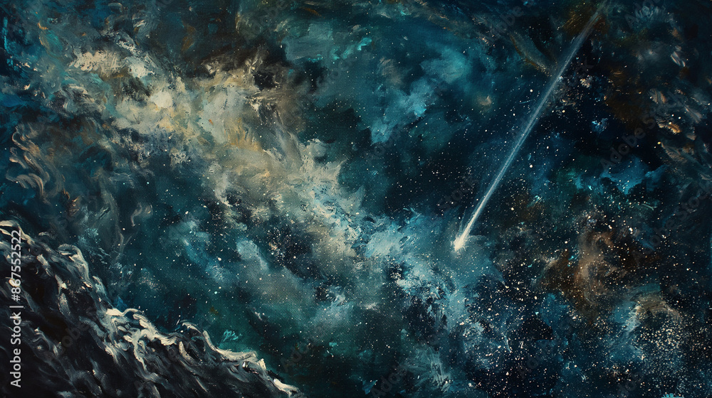 Shooting star, oil paint art