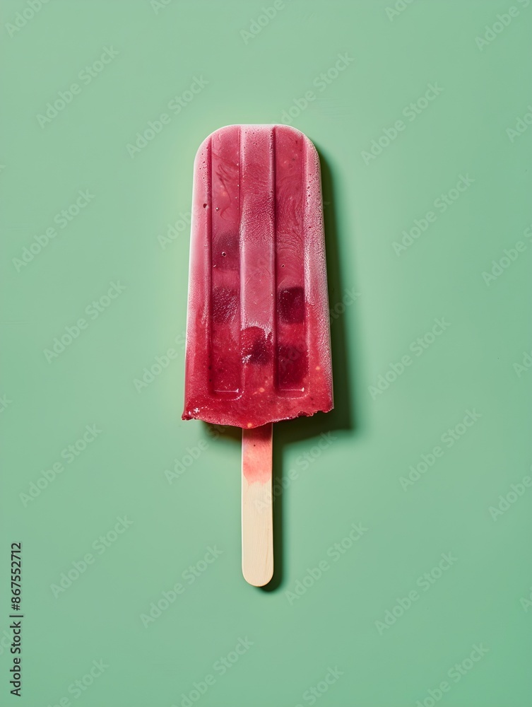 Burgundy Popsicle on a summery green Background with Copy Space Burgundy Popsicle on a summery green Background with Copy Space