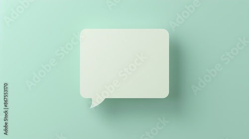 Obraz na płótnie Distinct speech bubble, white and square, on a soothing pale mint background. w salonie