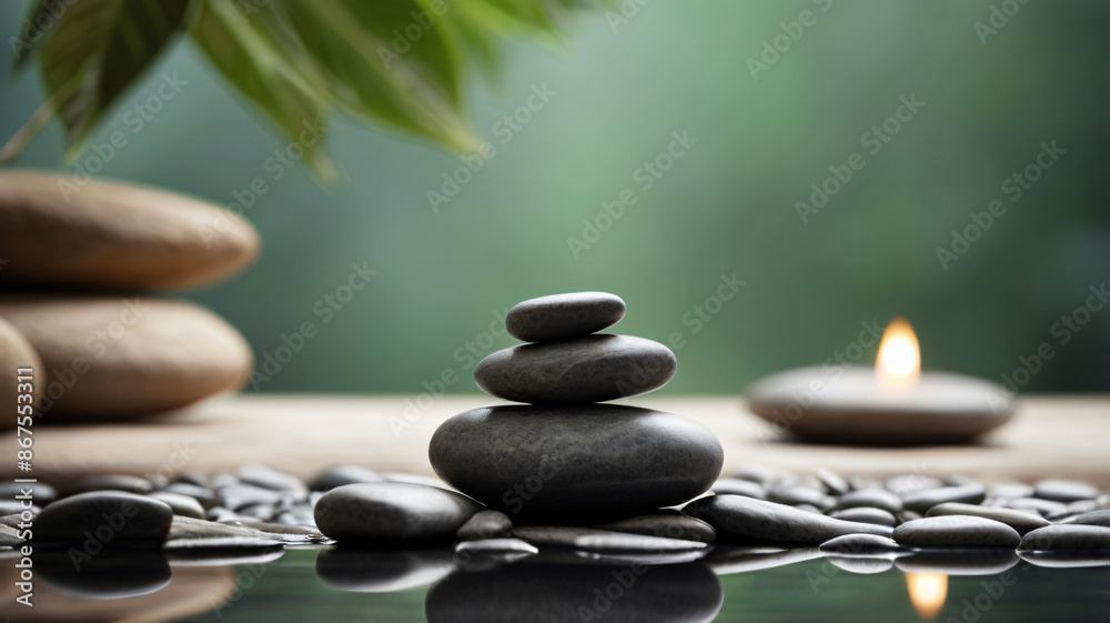 Spa still life with burning candles,zen stones Spa still life with burning candles,zen stones