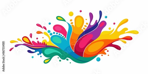 art, vibrant, hand-painted, Vibrant hand-painted art isolated on clean white background with oil splash