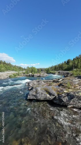 river in the Norwegian mountains on a sunny day