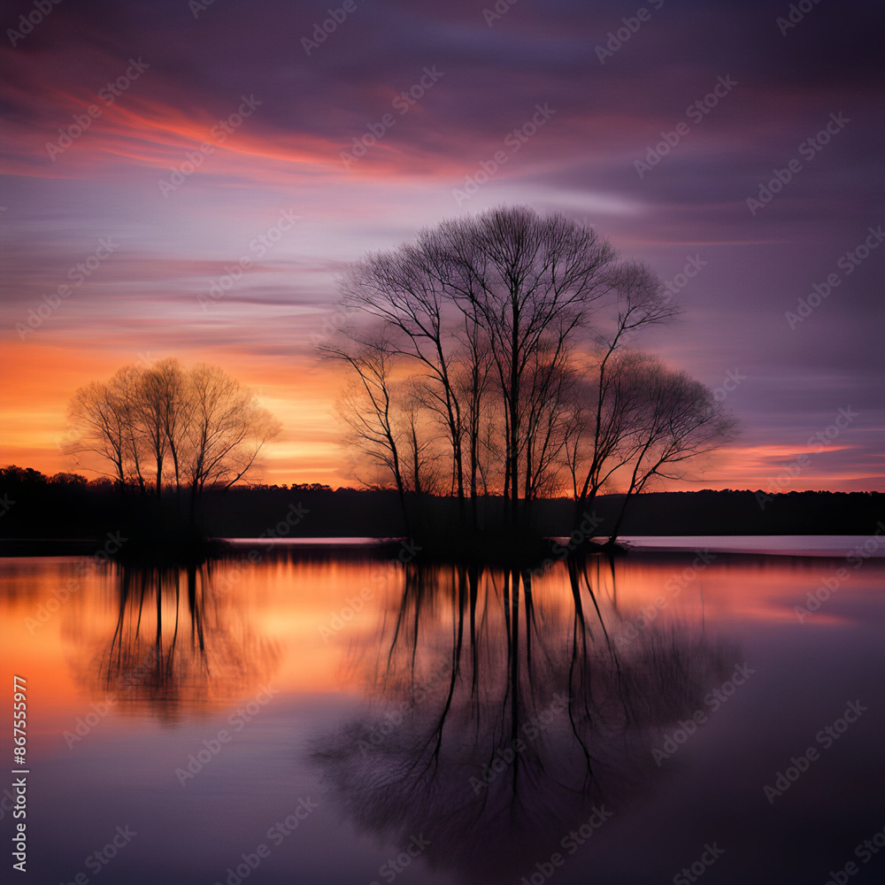 A quiet and surreal lake with reflections of trees peaceful scenery beautiful background
A quiet and surreal lake with reflections of trees peaceful scenery beautiful background