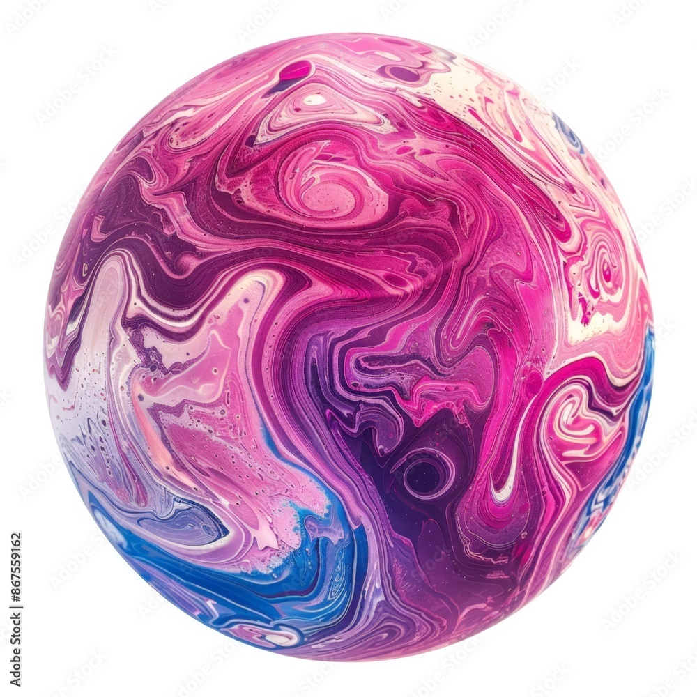 Vibrant Marbled Ball: Swirling Patterns in Pink, Purple, and Blue Vibrant Marbled Ball: Swirling Patterns in Pink, Purple, and Blue