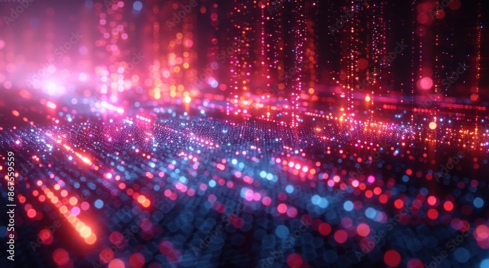 Abstract Digital Landscape with Glowing Lights Abstract Digital Landscape with Glowing Lights