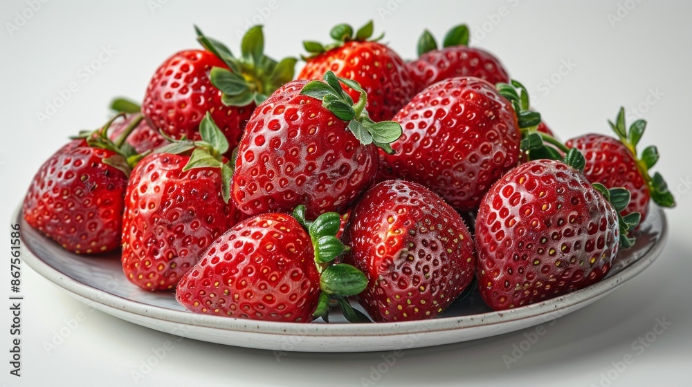 A Plateful of Ripe Strawberries Ready for Summer. Generative AI A Plateful of Ripe Strawberries Ready for Summer. Generative AI